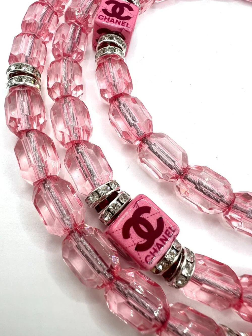 Luxury Pink Crystal Beaded Dog Leash | Glamorous Handmade Designer-Inspired